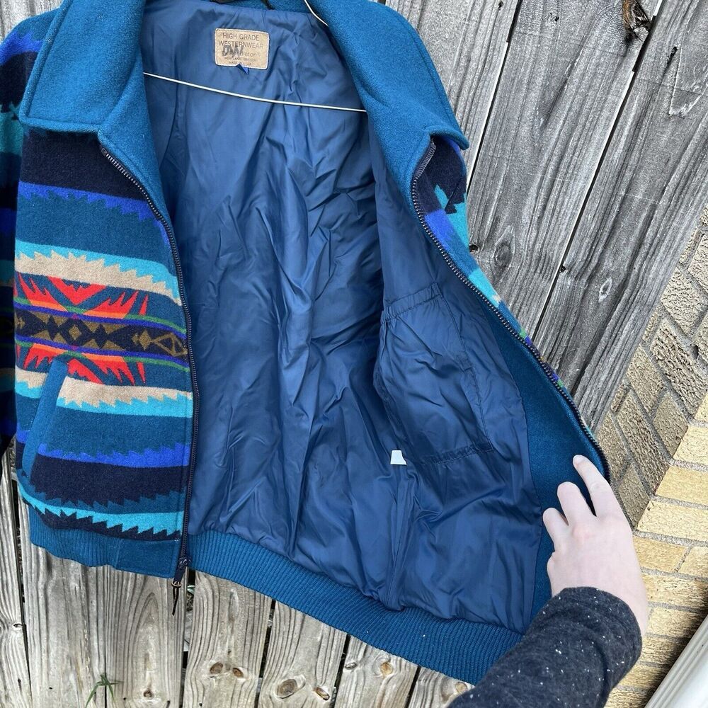 Pendleton Blue and Red Patterned Bomber Jacket - Picture 15 of 16